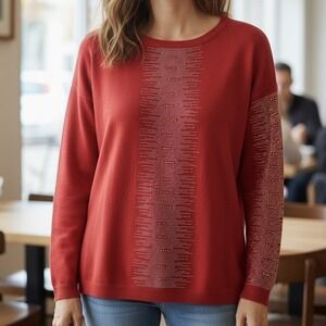 Eva & Paige Red Rhinestone Sweater Size Medium